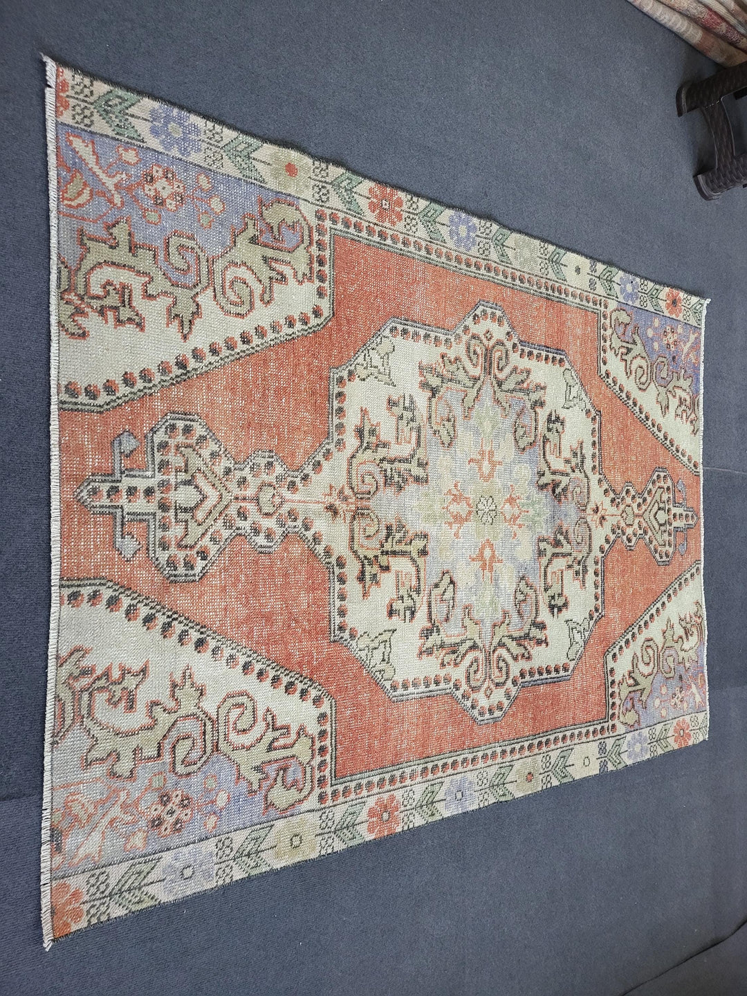 Beige Turkish Oushak Rug 4' 4" x 5' 10" Hand-Knotted | No. WR54304