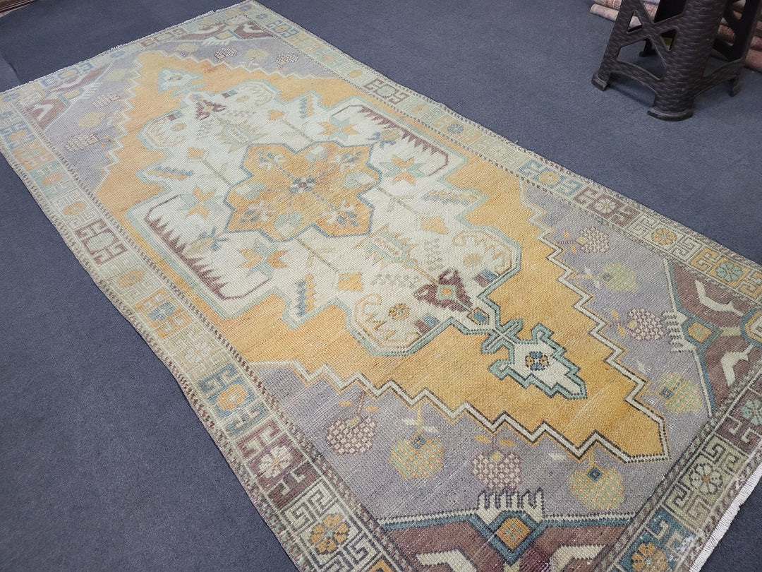 Turkish Oushak Rug 4' x 8' 4" Hand-Knotted field
