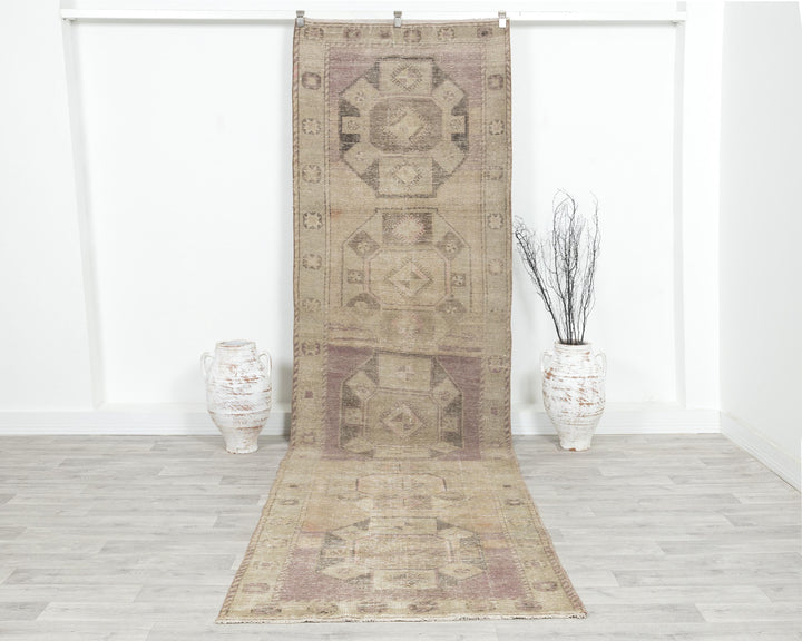 Beige Runner Rug 3' 7" x 12' 8" | No. VR15654