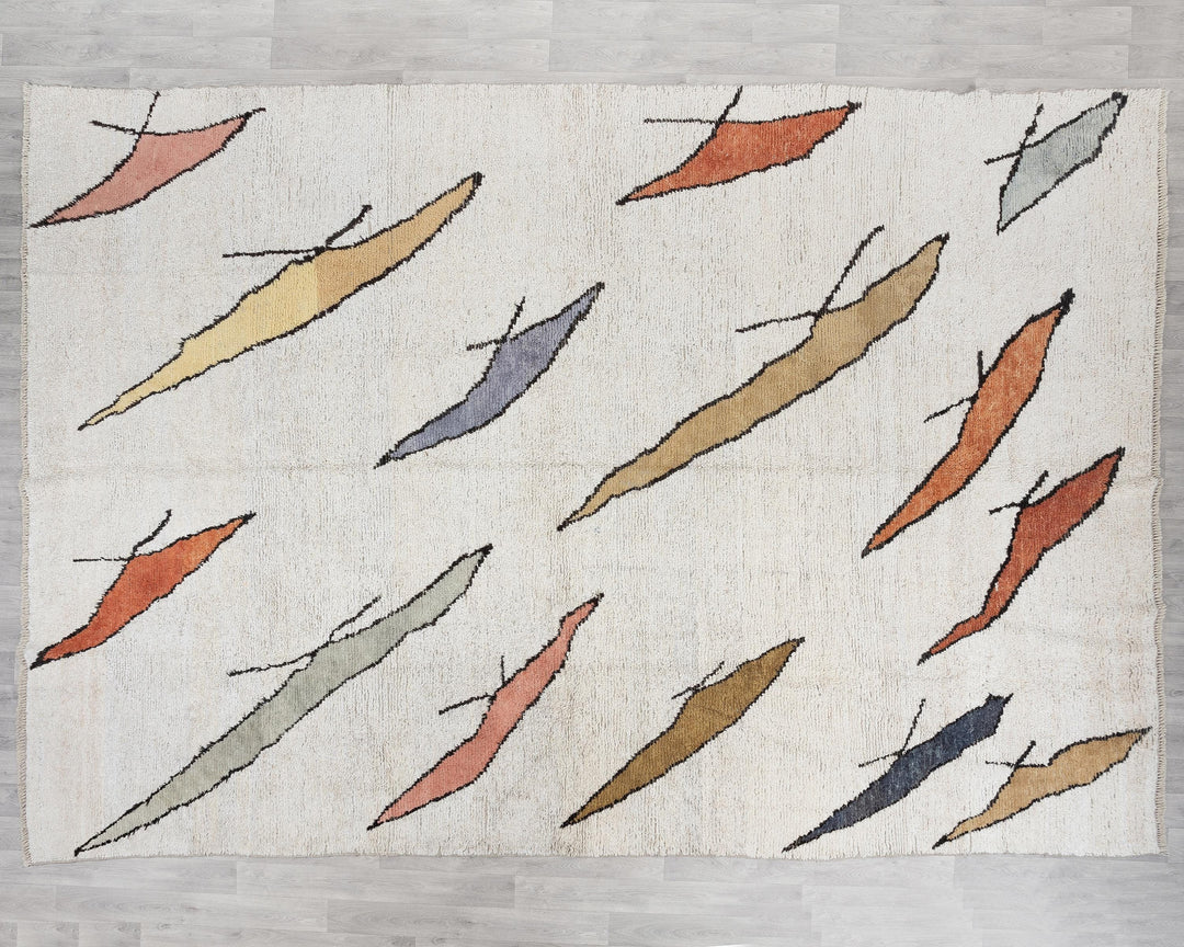 White Vintage Turkish Rug 9' 4" x 13' | No. VR65837