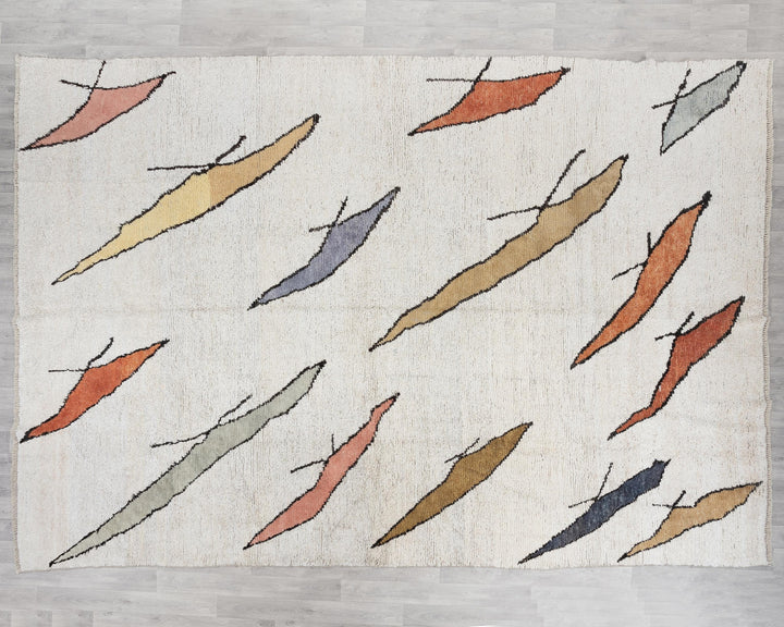 White Vintage Turkish Rug 9' 4" x 13' | No. VR65837
