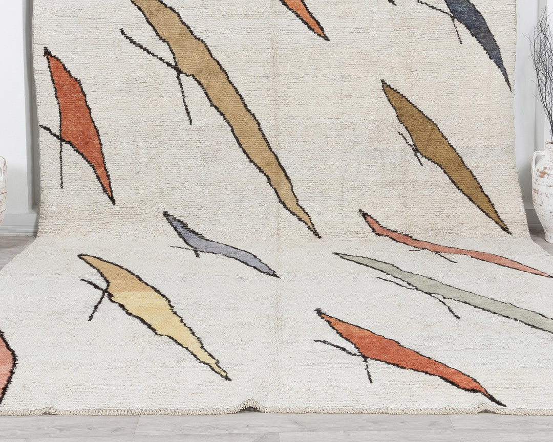 White Vintage Turkish Rug 9' 4" x 13' | No. VR65837