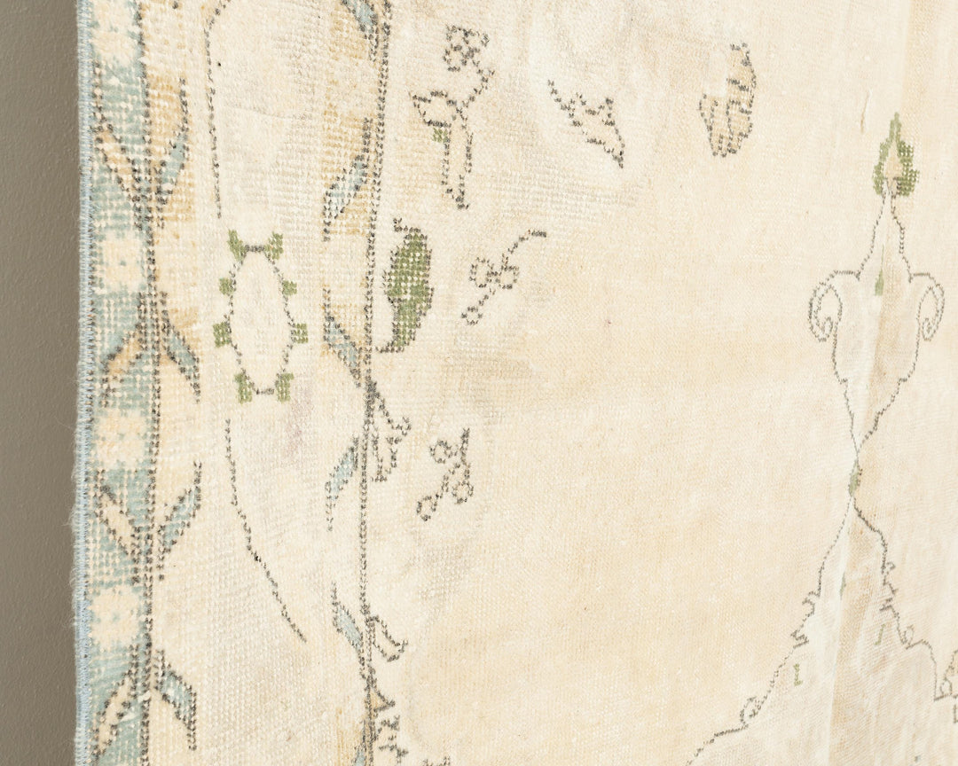 Beige Turkish Oushak Rug 10' 4" x 6' 3" Hand-Knotted close-up