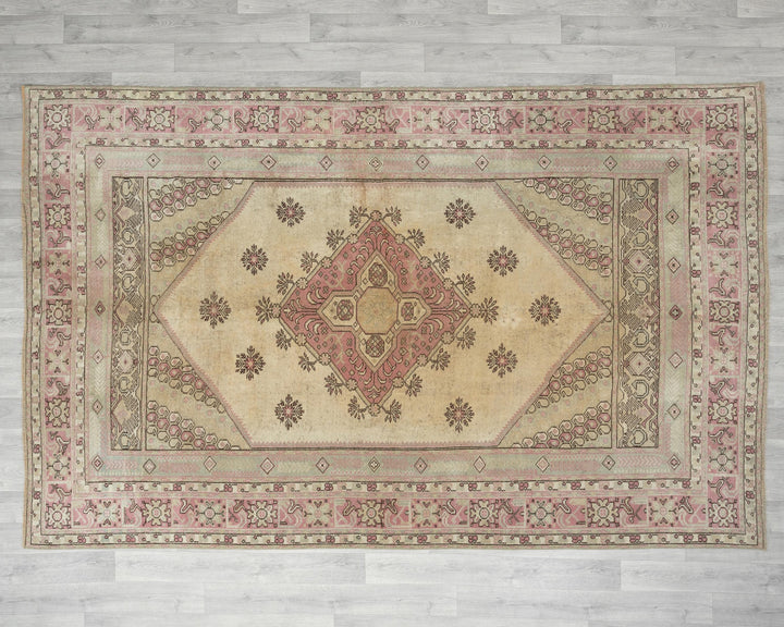 Neutral Oushak Rug 9' 7" x 6' 3" | No. VR48441