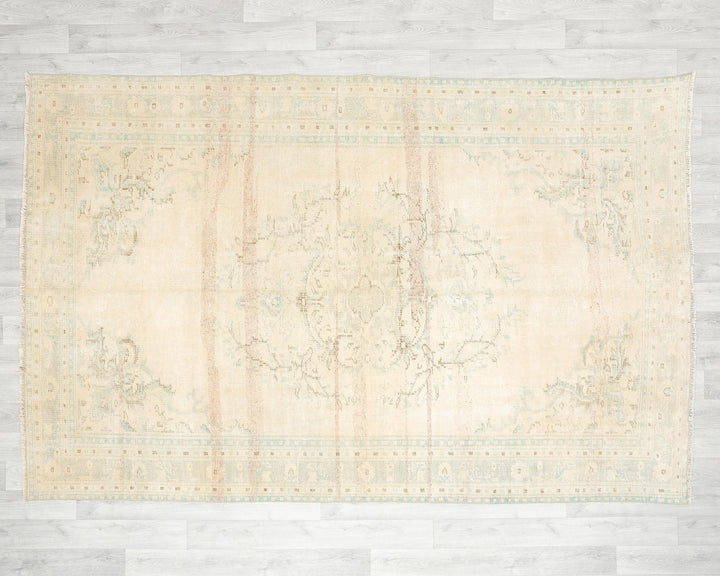 Beige Oushak Rug 8' 8" x 9' | No. VR55158