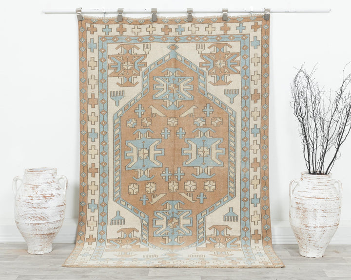 Neutral Oushak Rug 4' 3" x 6' 5" | No. VR77054