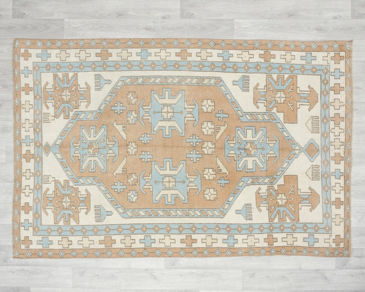 Neutral Oushak Rug 4' 3" x 6' 5" | No. VR77054