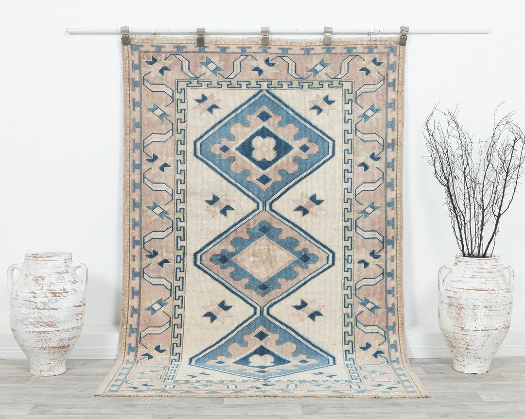 Neutral Oushak Rug 4' 4" x 6' 7" | No. VR40455