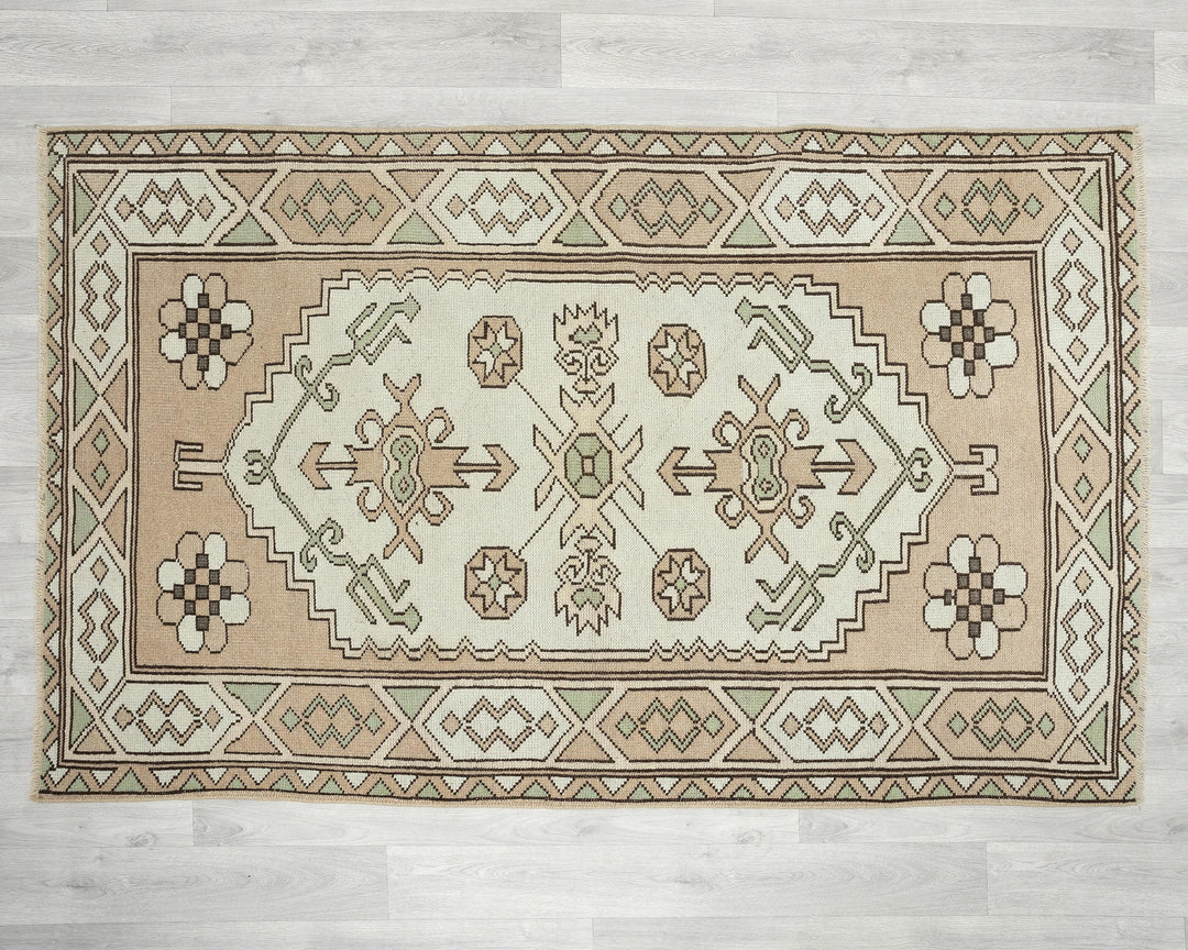 Neutral Oushak Rug 3' 8" x 5' 11" | No. VR53716