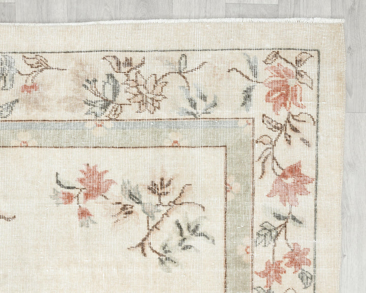 Beige Oushak Rug 6' 6" x 9' 11" | No. VR90672
