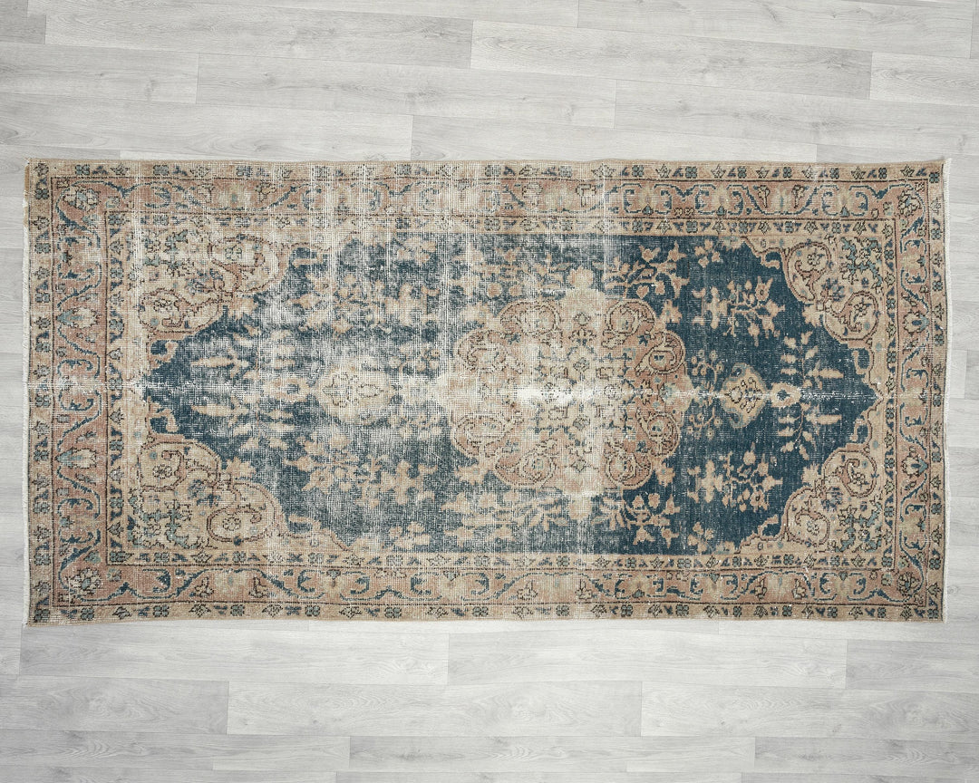 Blue Oushak Rug 7' 3" x 3' 7" | No. VR89627