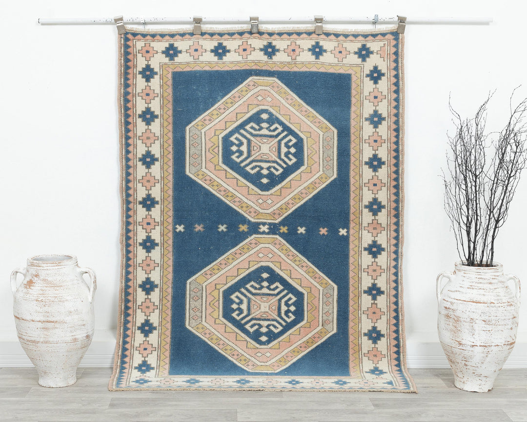 Blue Oushak Rug 4' 2" x 5' 8" | No. VR12355