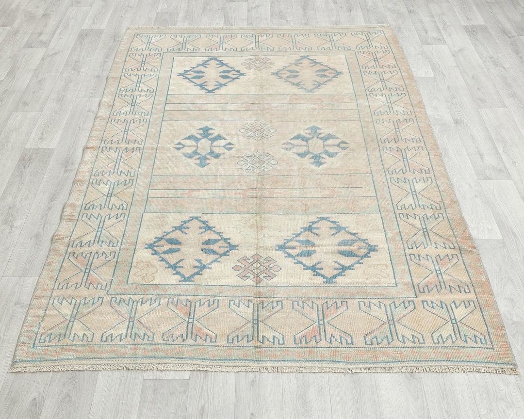 Neutral Oushak Rug 4' 7" x 6' 5" | No. VR27904