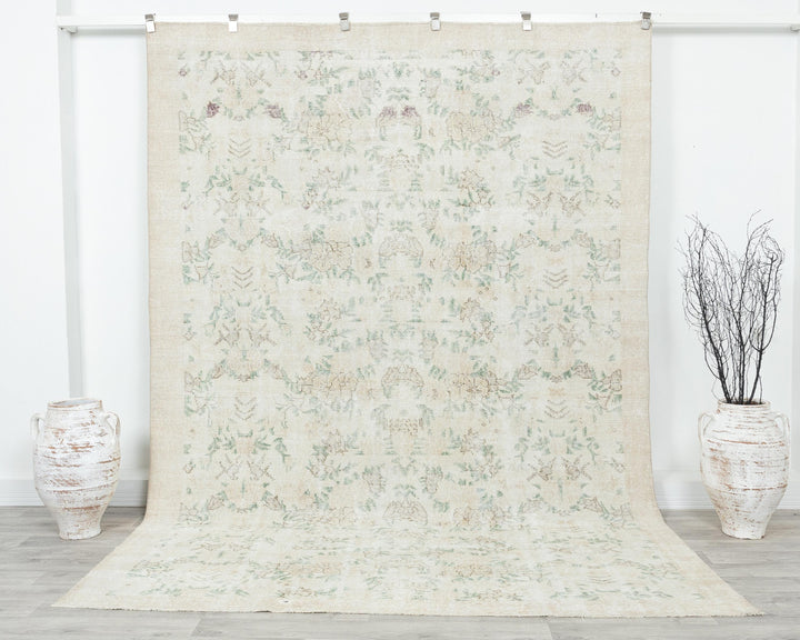 Beige Oushak Rug 6' 8" x 9' 7" | No. VR75359