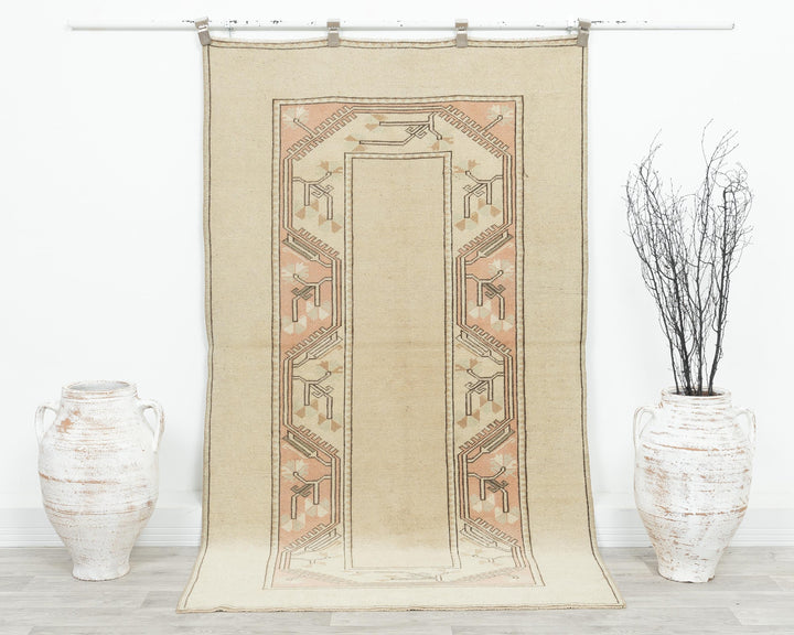 Beige Oushak Rug 3' 8" x 6' 7" | No. VR20761