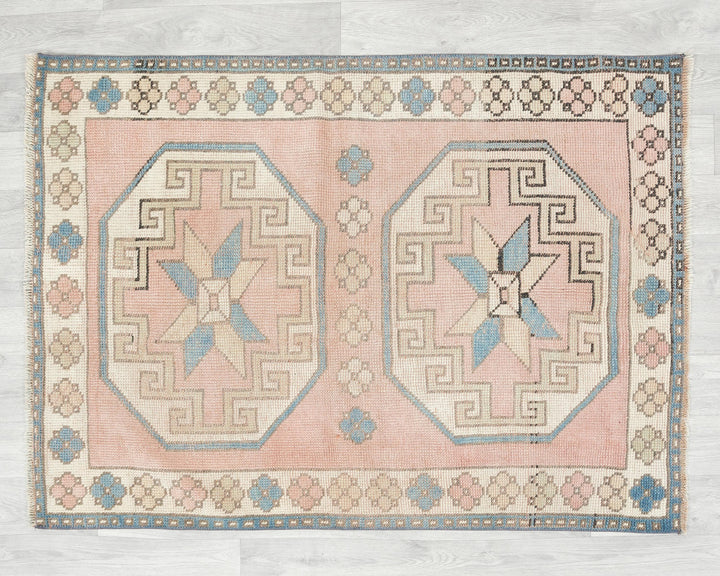 Faded Oushak Rug 3' 4" x 4' 4" | No. VR65081