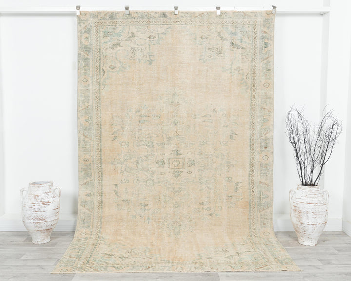 Beige Oushak Rug 5' 11" x 9' 5" | No. VR92591