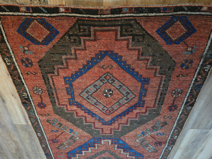 Beige Turkish Runner Rug 4' x 10' 5" Hand-Knotted pattern