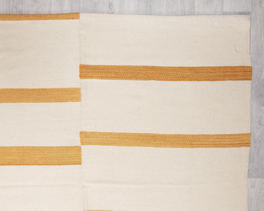 Beige Turkish Kilim Rug 9' 10" x 12' 11" Flat-Weave pattern