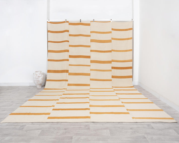 Beige Turkish Kilim Rug 9' 10" x 12' 11" Flat-Weave
