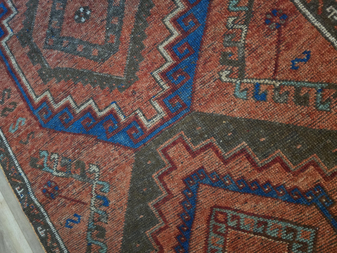 Beige Turkish Runner Rug 4' x 10' 5" Hand-Knotted field
