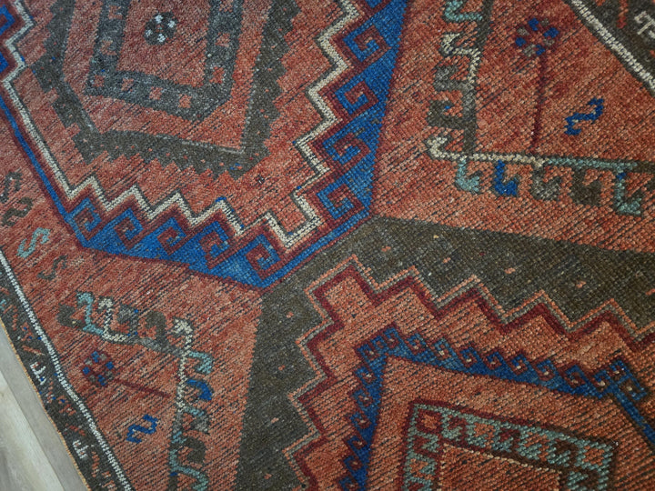 Beige Turkish Runner Rug 4' x 10' 5" Hand-Knotted field