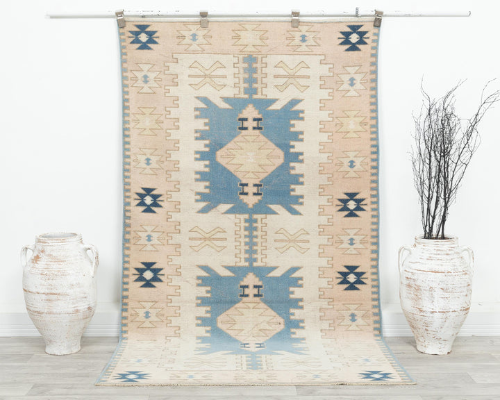 Blue Oushak Rug 3' 11" x 7' 1" | No. VR92934