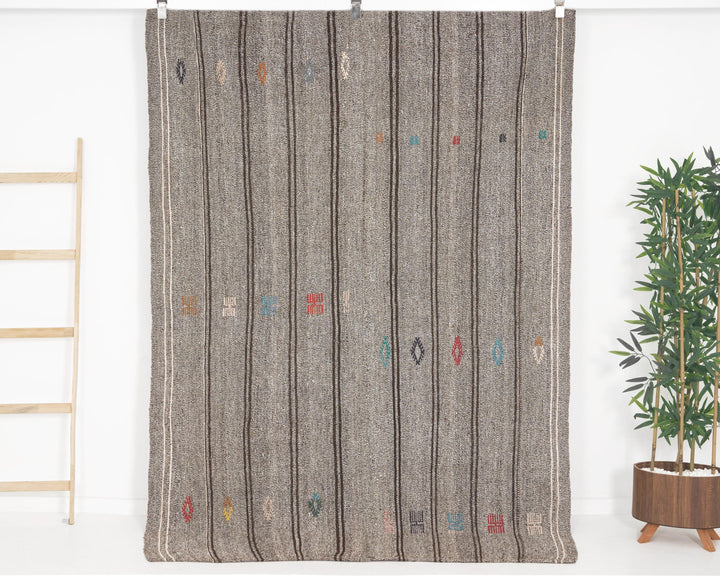 Gray Kilim Rug 6' 3" x 8' 4" | No. VR91247