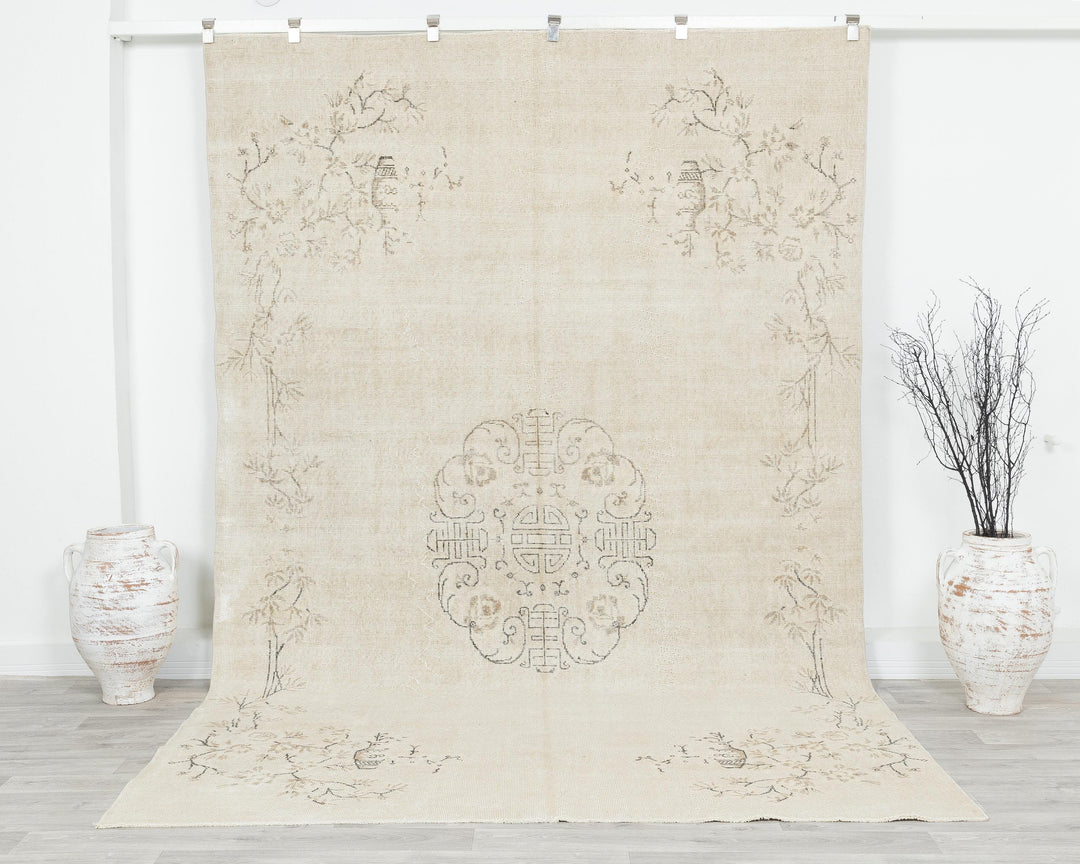 Neutral Oushak Rug 6' 7" x 10' 2" | No. VR32501