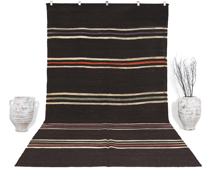 Brown Kilim Rug 6' 7" x 11' 4" | No. VR45138