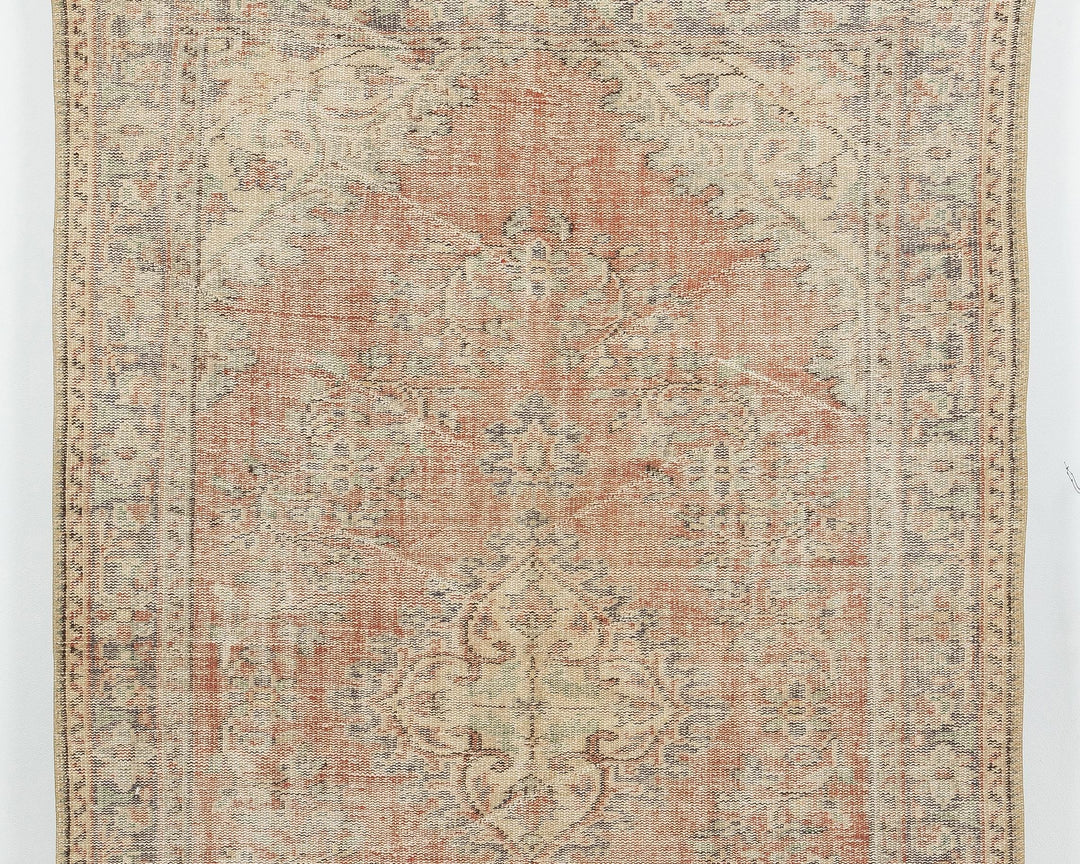 Green Turkish Oushak Rug 5' 7" x 8' 10" Hand-Knotted detail
