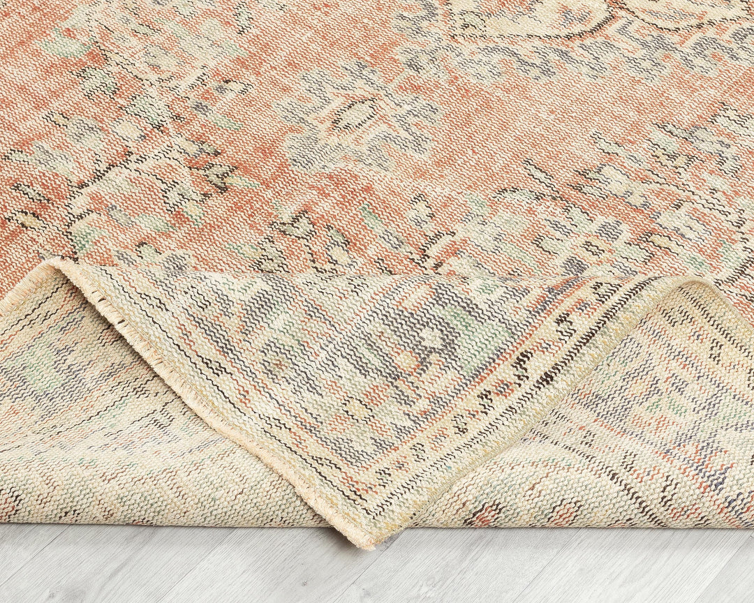 Green Turkish Oushak Rug 5' 7" x 8' 10" Hand-Knotted field