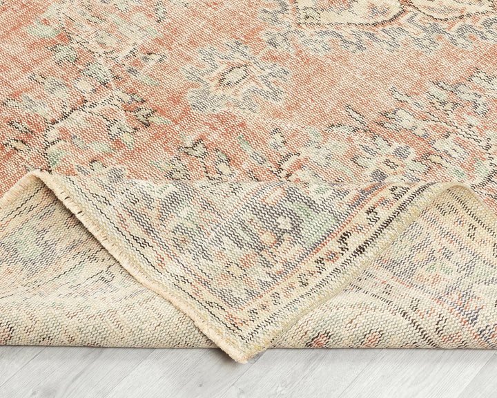 Green Turkish Oushak Rug 5' 7" x 8' 10" Hand-Knotted field