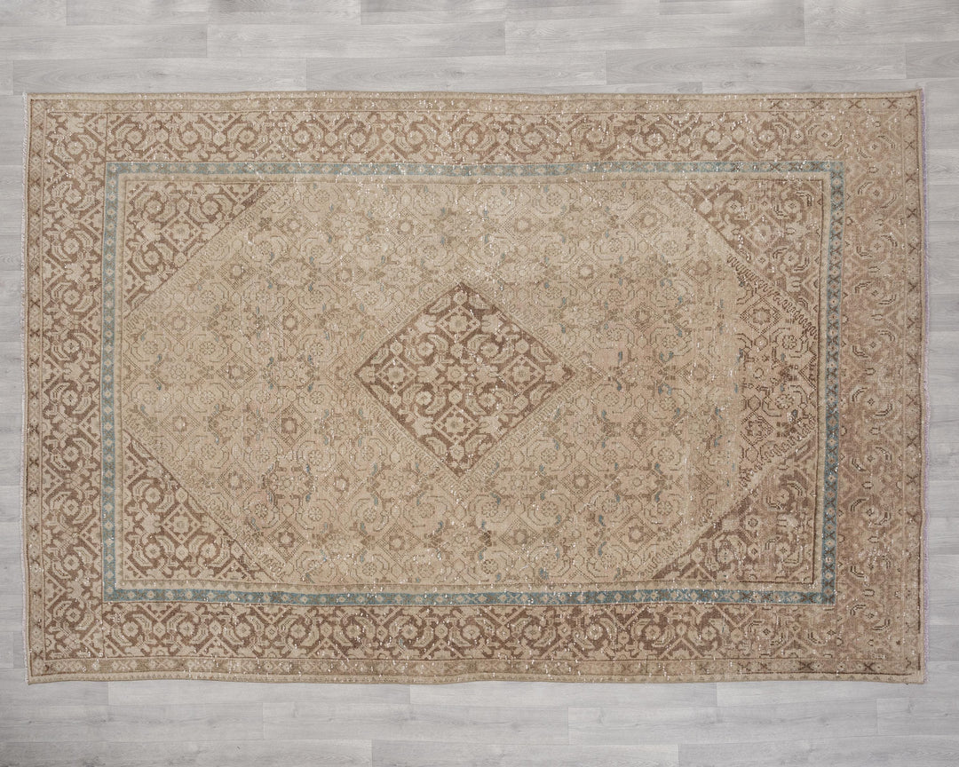 Beige Oushak Rug 6' 9" x 9' 8" | No. VR47879