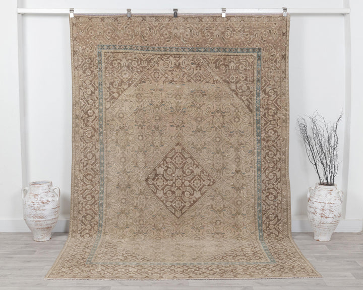 Beige Oushak Rug 6' 9" x 9' 8" | No. VR47879