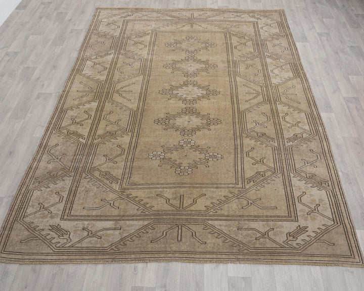 Neutral Oushak Rug 6' 9" x 9' 1" | No. VR68061
