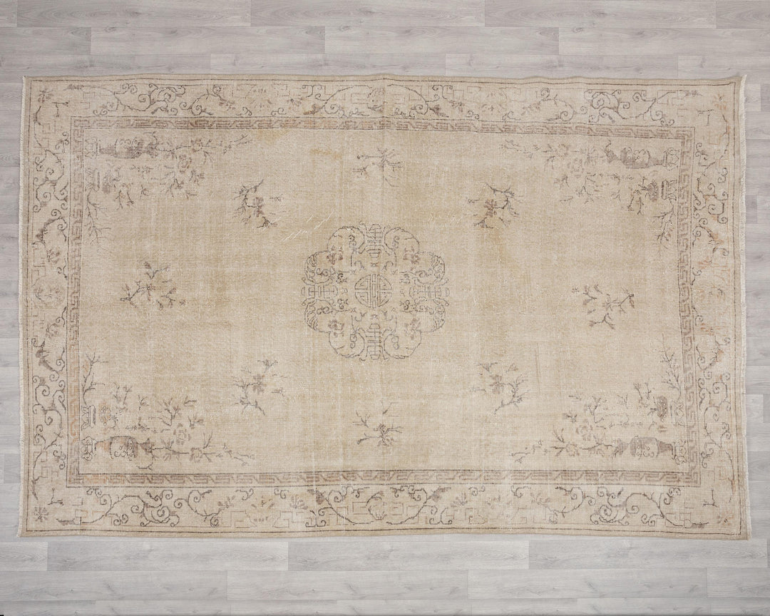 Beige Oushak Rug 6' 7" x 9' 11" | No. VR43658