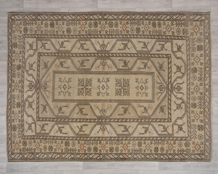 Neutral Oushak Rug 6' 9" x 8' 10" | No. VR52372