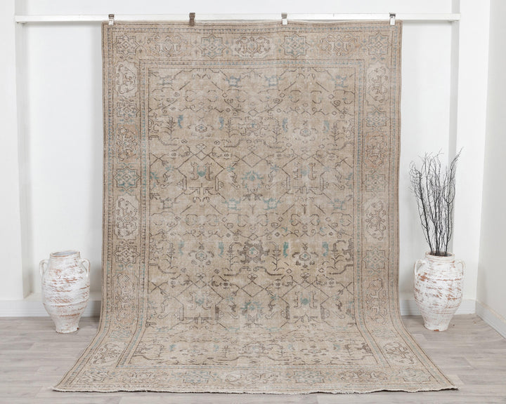 Beige Oushak Rug 6' 11" x 10' 1" | No. VR72551