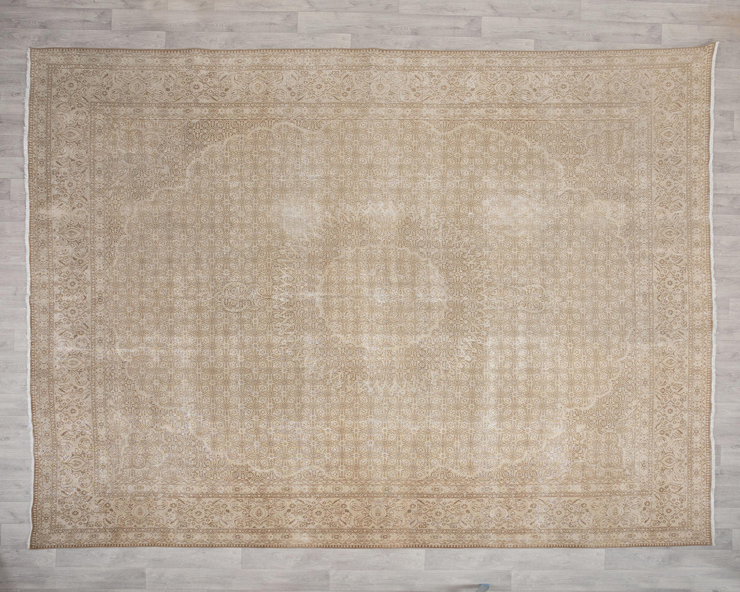 Beige Oushak Rug 9' 6" x 12' 2" | No. VR35230