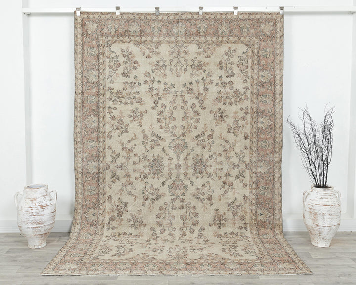 Neutral Oushak Rug 6' 4" x 9' 5" | No. VR19875
