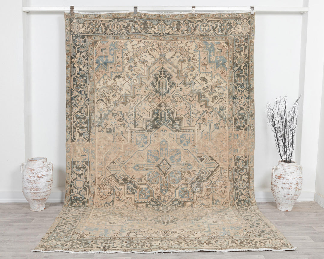 Multicolor Turkish Oushak Rug 6'11" x 10'4" Hand-Knotted
