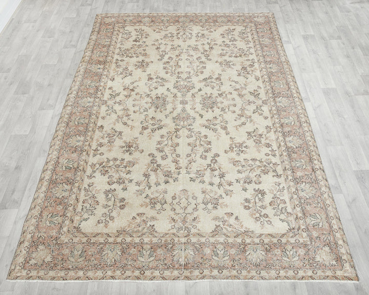 Neutral Oushak Rug 6' 4" x 9' 5" | No. VR19875