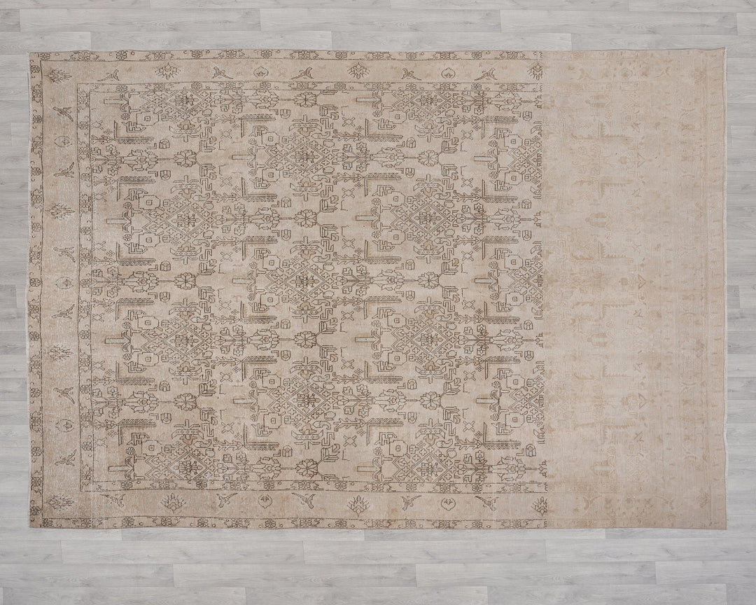 Beige Oushak Rug 9' 3" x 12' 6" | No. VR61018