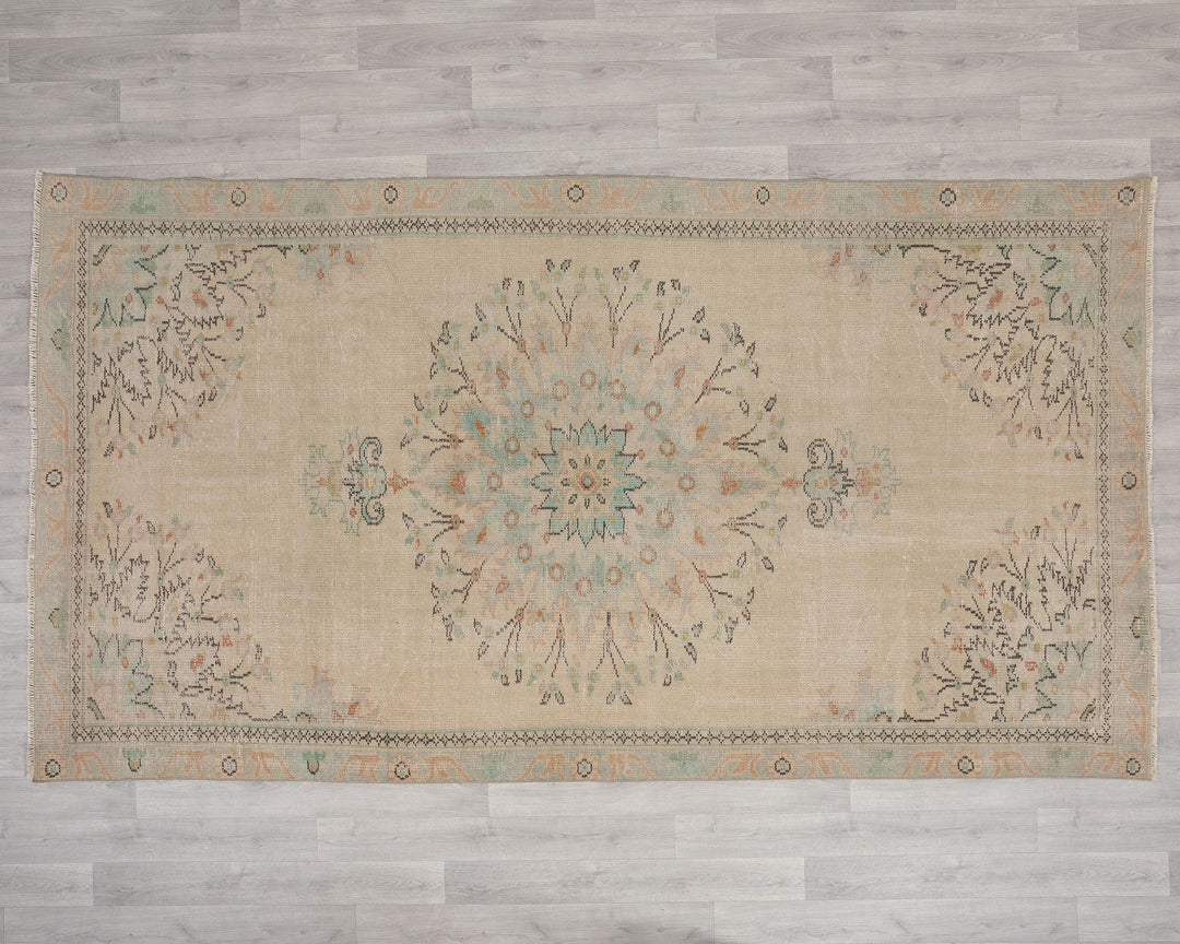 Beige Oushak Rug 6' 3" x 9' 8" | No. VR85066