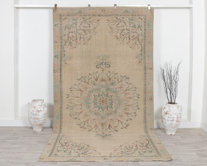 Beige Oushak Rug 6' 3" x 9' 8" | No. VR85066