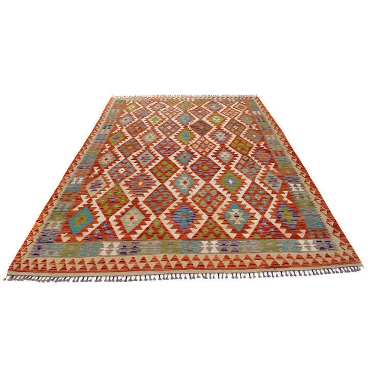 Hand Woven Wool Kelim 6' 9" x 10' 1" - No. AL64864