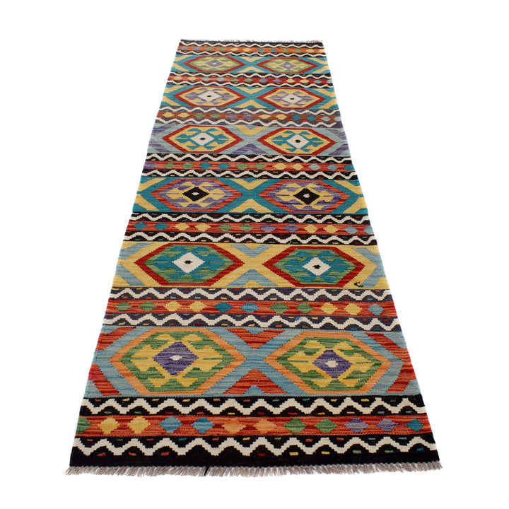 Hand Knotted Afghan Style Kilim Runner 2' 9" x 9' 5" - No. AL92503