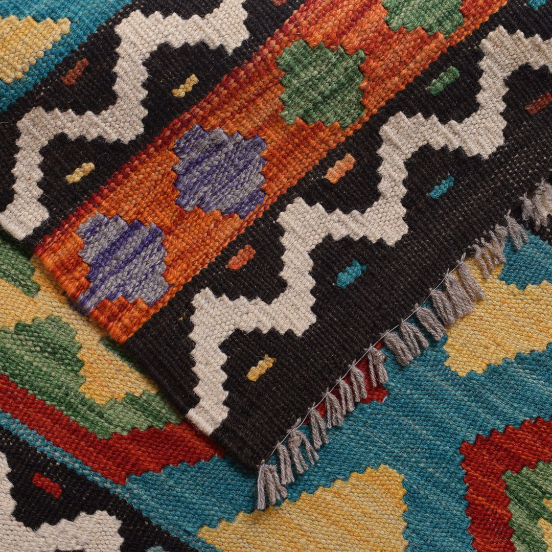Hand Knotted Afghan Style Kilim Runner 2' 9" x 9' 5" - No. AL92503