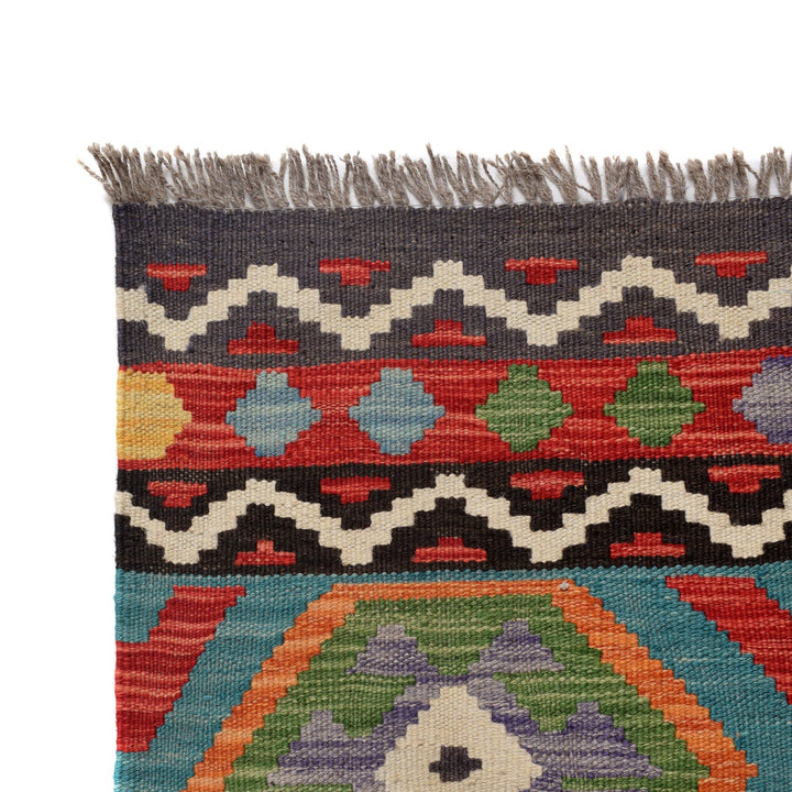 Hand Knotted Afghan Style Kilim Runner 2' 8" x 9' 8" - No. AL25620